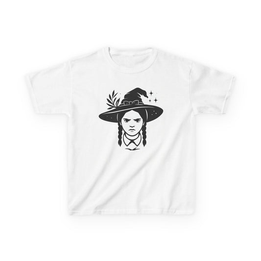 Witchy White Kids Tee, Halloween Shirt, Cute Witch Design, Enchanted Tee, Kids Gift, Spooky Season Apparel