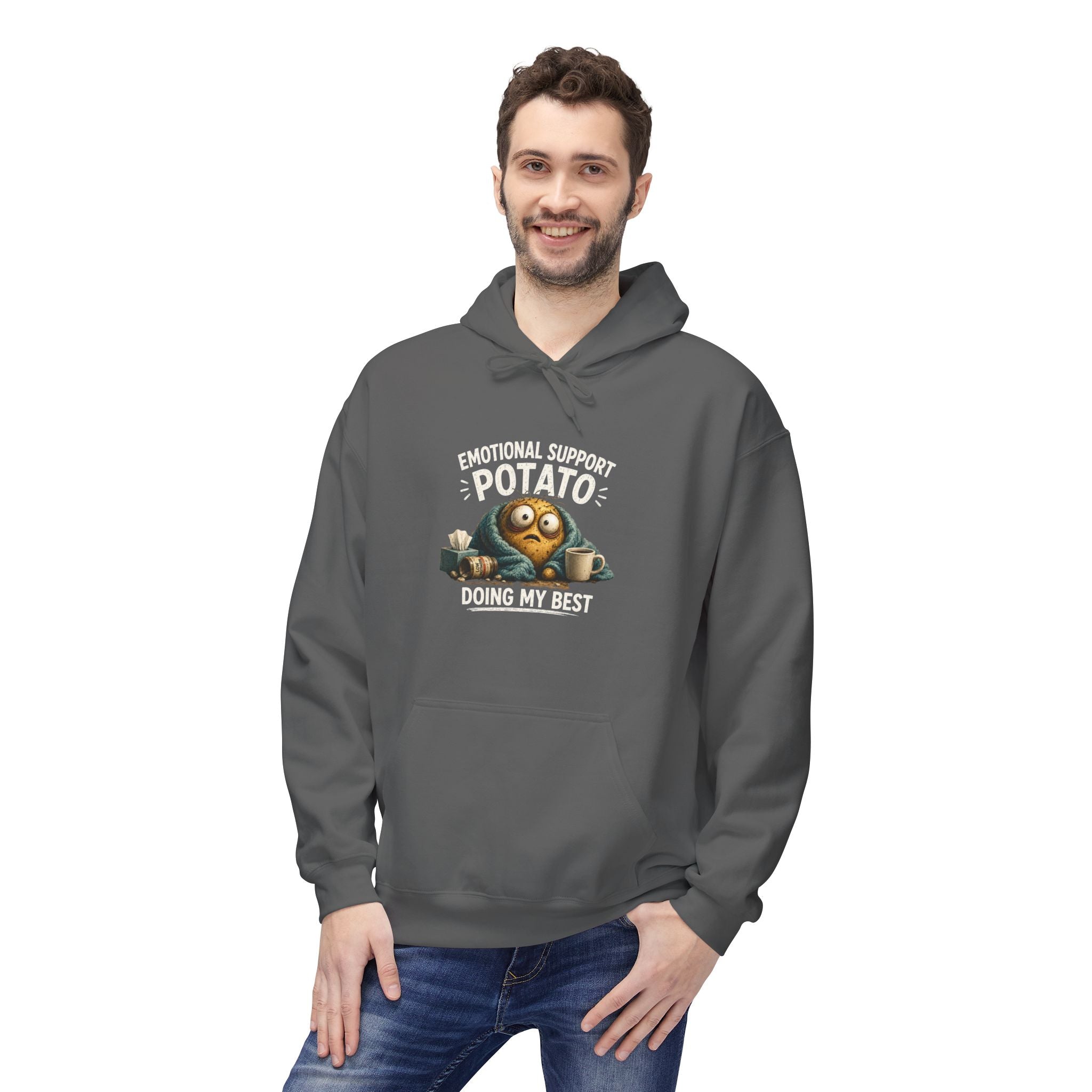 Emotional Support Potato Hoodie — "Doing My Best" Cozy Graphic Design