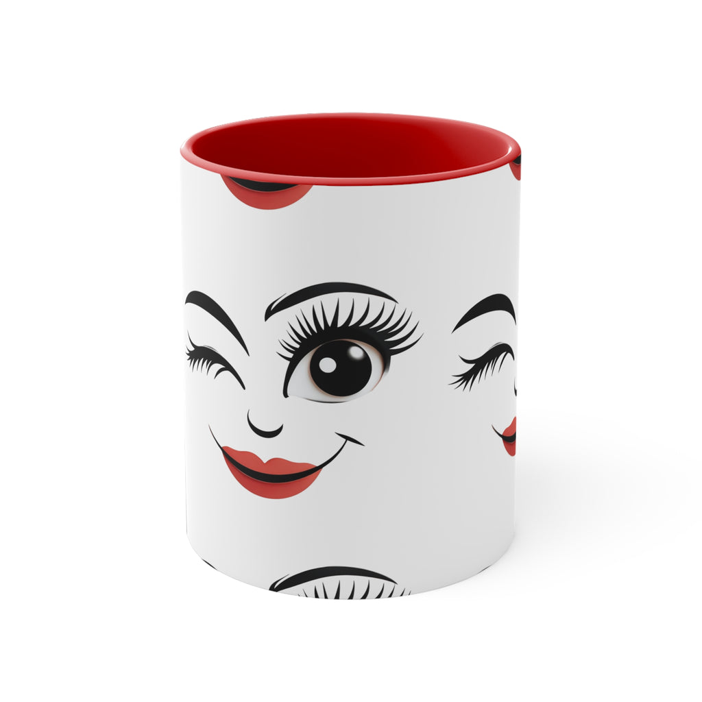 Quirky RED Face Outline Accent Mug 11oz