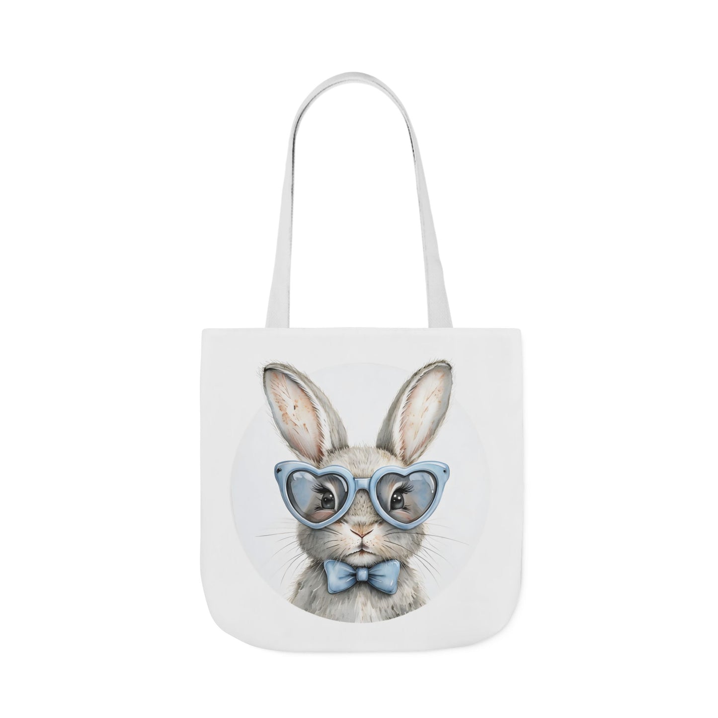 Cute Double Sided Bunny Canvas Tote Bag, Eco-Friendly Shopping Bag, Easter Gift, Spring Style Tote, Bunny Lover's Tote, 3-Color Straps