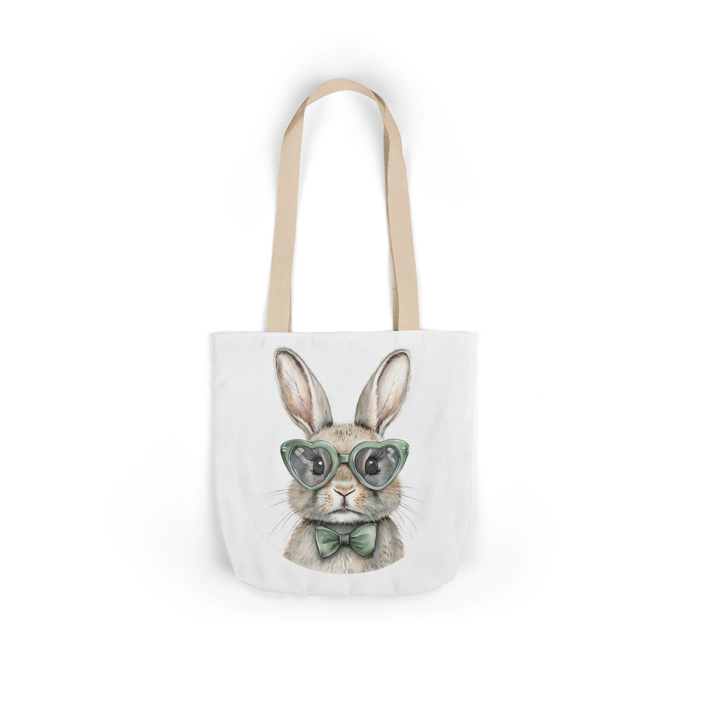 Playful Double Sided Bunny Canvas Tote Bag with 5-Color Straps, Eco-Friendly, Spring Gift, Perfect for Easter, Cute Animal Lover Bag