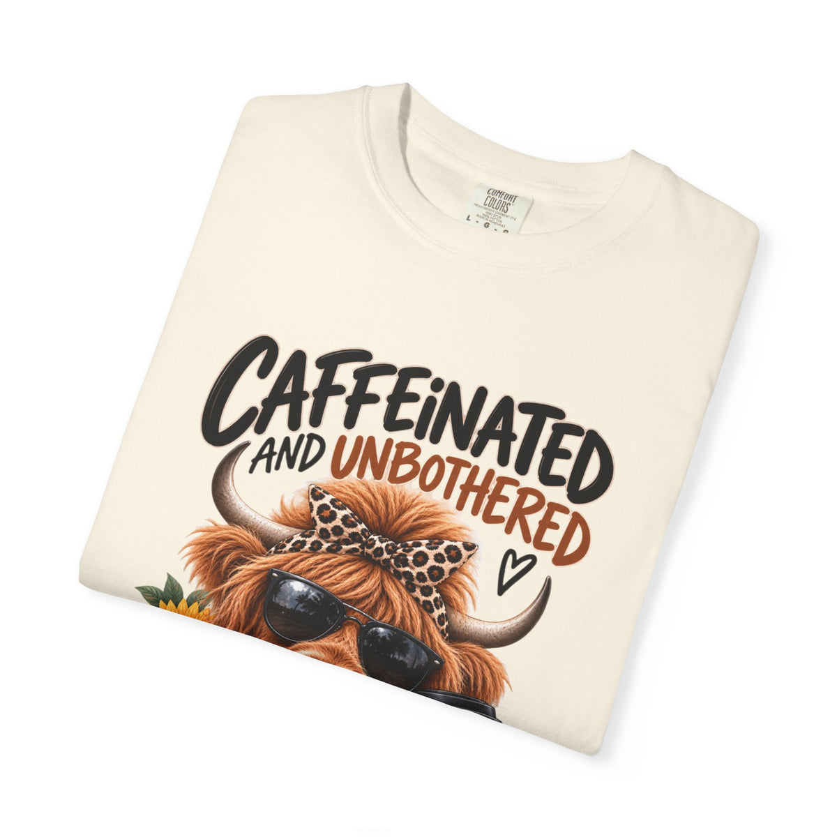 Caffeinated and Unbothered Dog T-Shirt — Cute Coffee Pup Graphic Tee