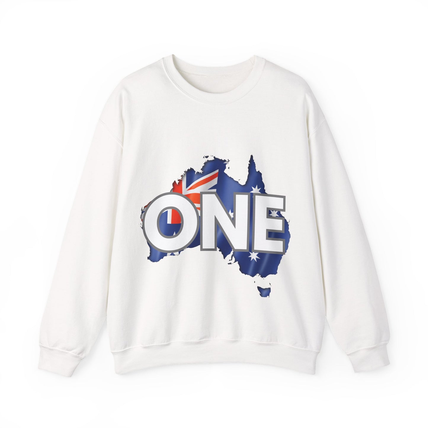 Australia ONE Flag Crewneck Unity Sweatshirt – Patriotic Aussie Map Design