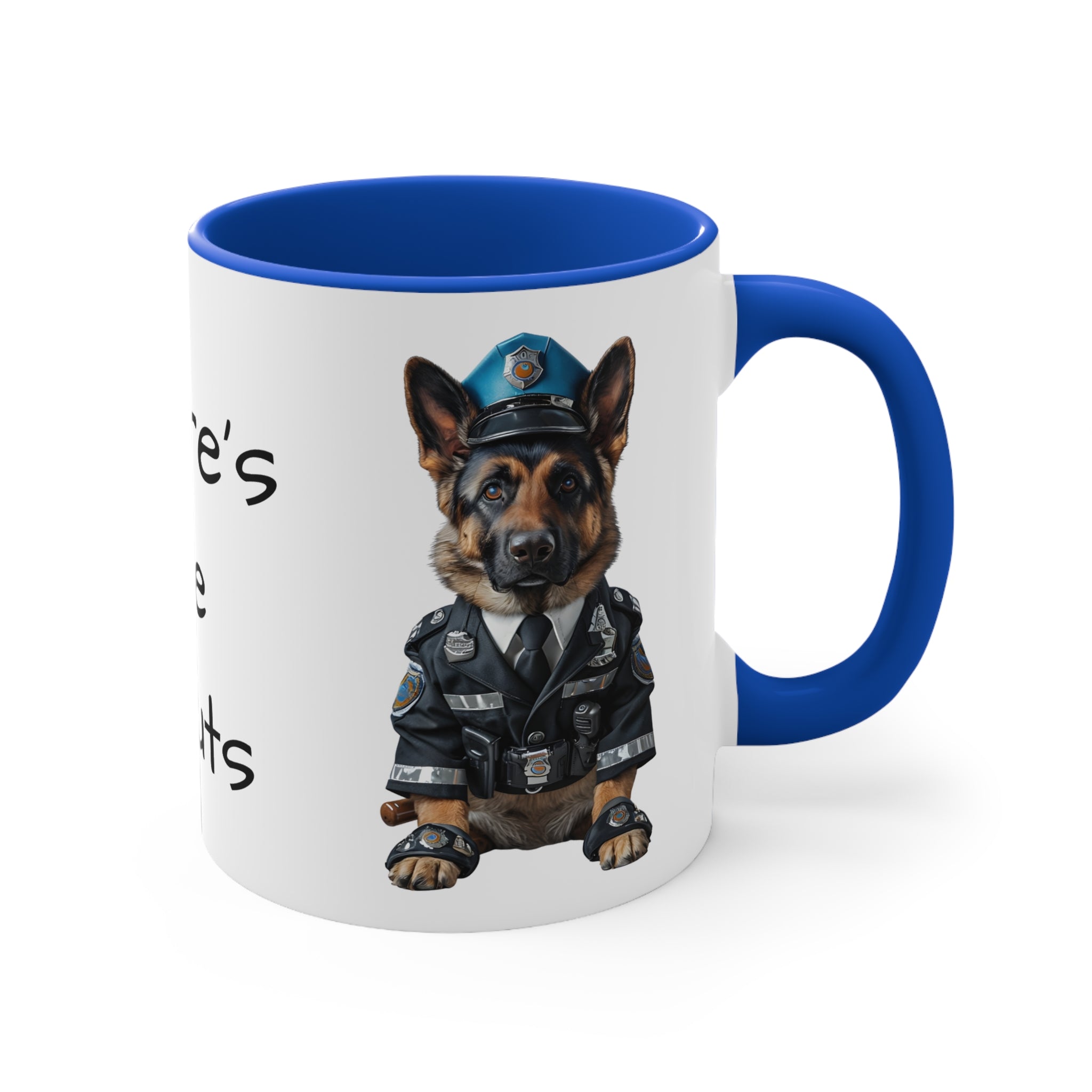 German Shepherd in Police Uniform Accent Mug Wheres the Donuts Fun Police Dog Design Dog Lover Gift