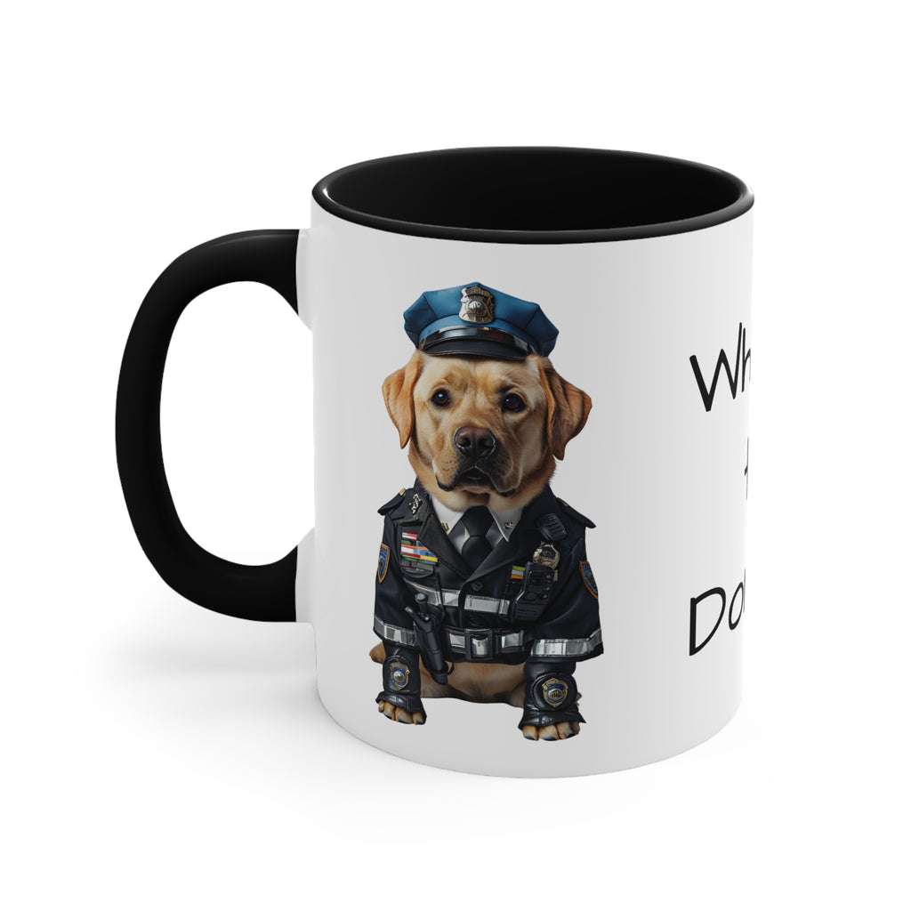 Labrador Retriever in Police Uniform Accent Mug Wheres the Donuts Fun Dog Lover and Police Fan Gift
