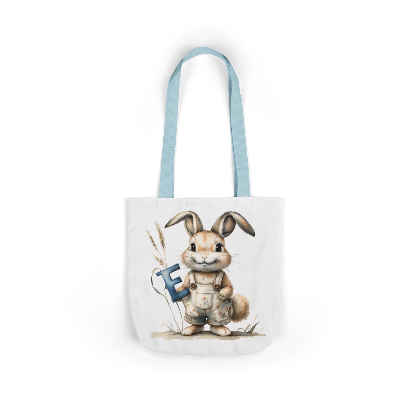Charming Letter E Bunny Canvas Tote Bag, Easter, Spring, Eco-Friendly Bag, Gift for Animal Lovers, Everyday Use, Shopping