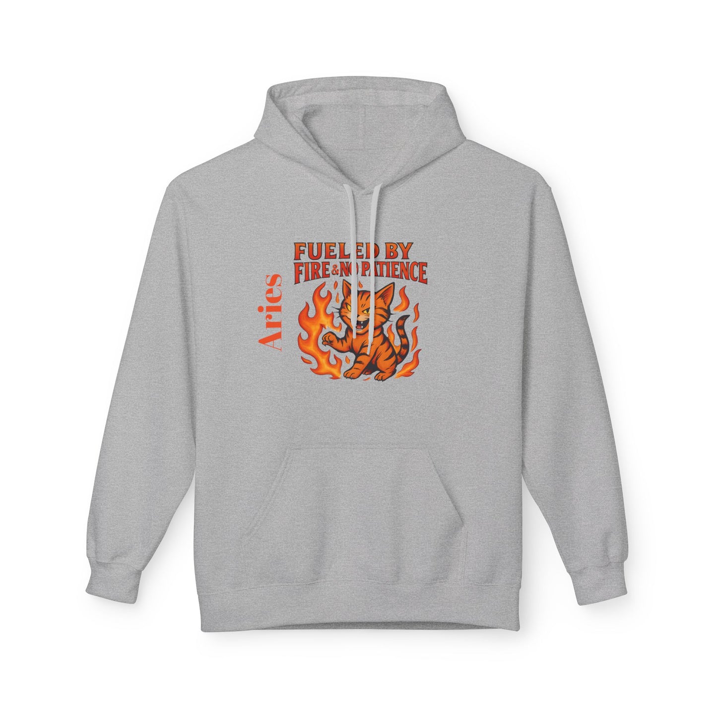 Aries Cat Fire Vibe Hoodie, Astrology Sweatshirt, Custom Zodiac Gift, Unisex Pullover, Birthday Celebration, Astrology Lover Hoodie