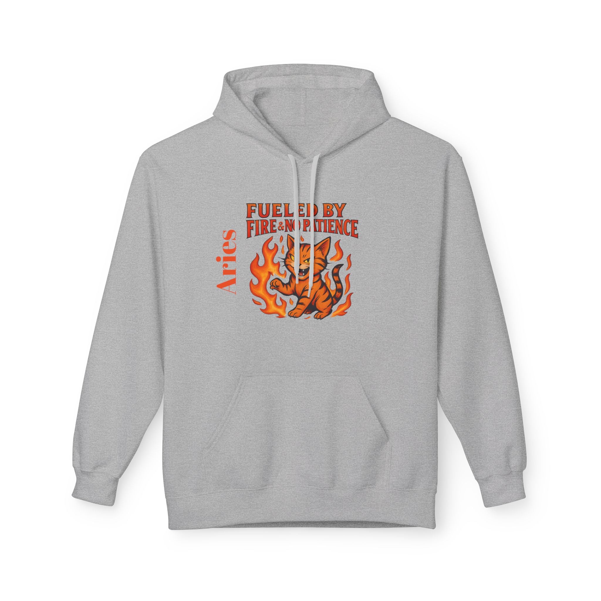 Aries Cat Fire Vibe Hoodie, Astrology Sweatshirt, Custom Zodiac Gift, Unisex Pullover, Birthday Celebration, Astrology Lover Hoodie