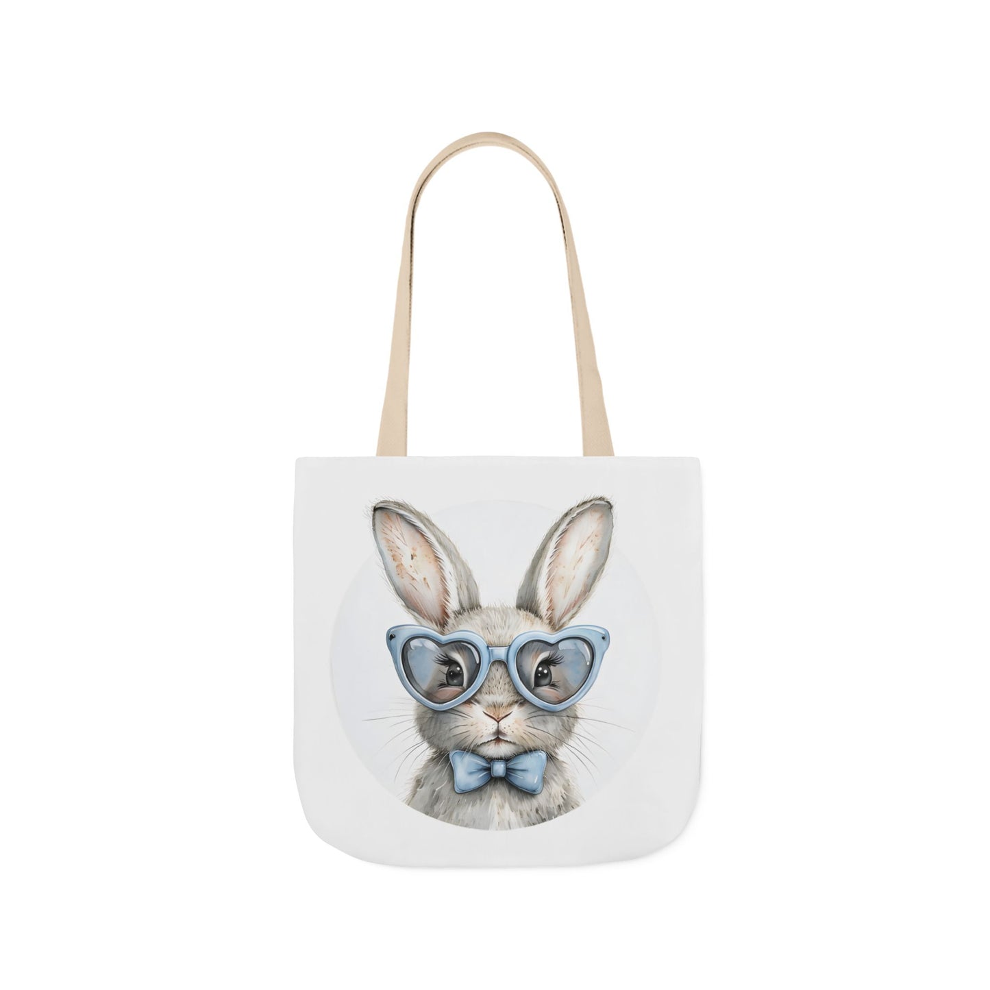 Cute Double Sided Bunny Canvas Tote Bag, Eco-Friendly Shopping Bag, Easter Gift, Spring Style Tote, Bunny Lover's Tote, 3-Color Straps