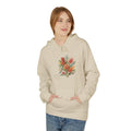 Sand floral bouquet hoodie with watercolor wildflower graphic on the chest