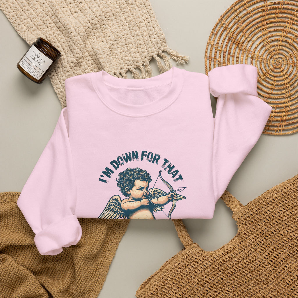 Cupid Graphic 'I'm Down For That' Crewneck Sweatshirt