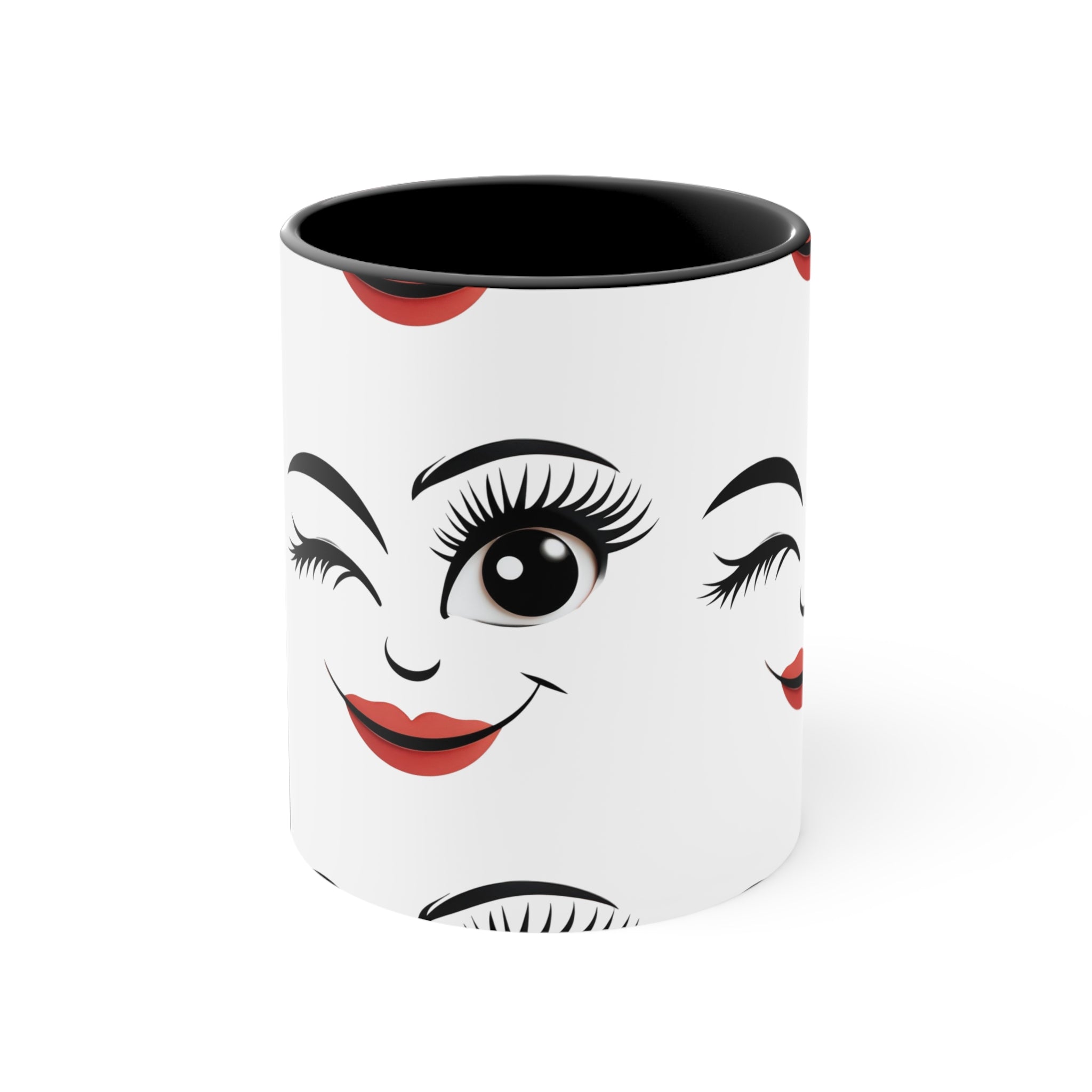 Quirky RED Face Outline Accent Mug 11oz