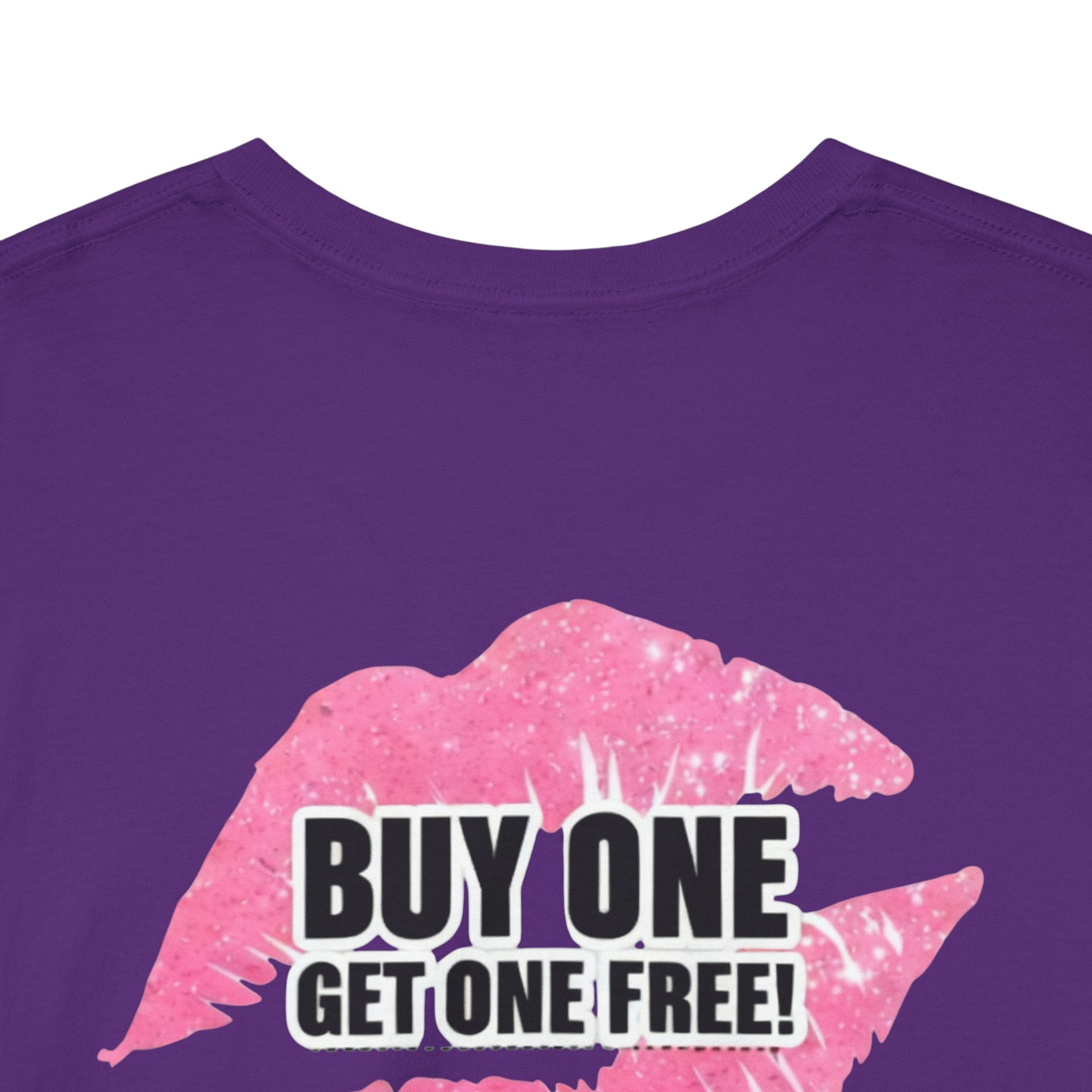 Smile Lip Print Tee — "Buy One Get One Free" Graphic T-Shirt Back Print