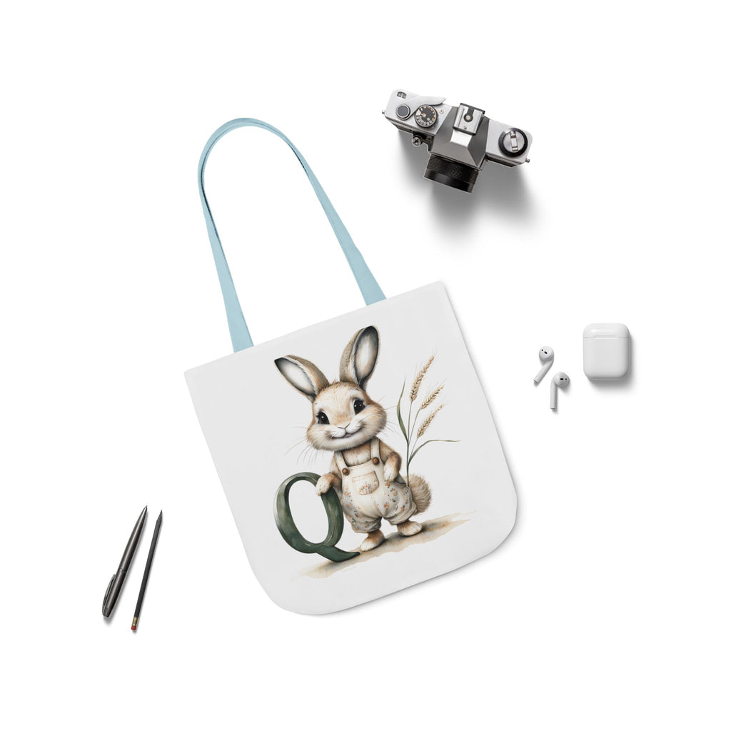 Cute Letter Q Rabbit Canvas Tote Bag - Eco-Friendly Shopping, Gift Bag, Farmer's Market, Kid's Lunch, Summer Fun