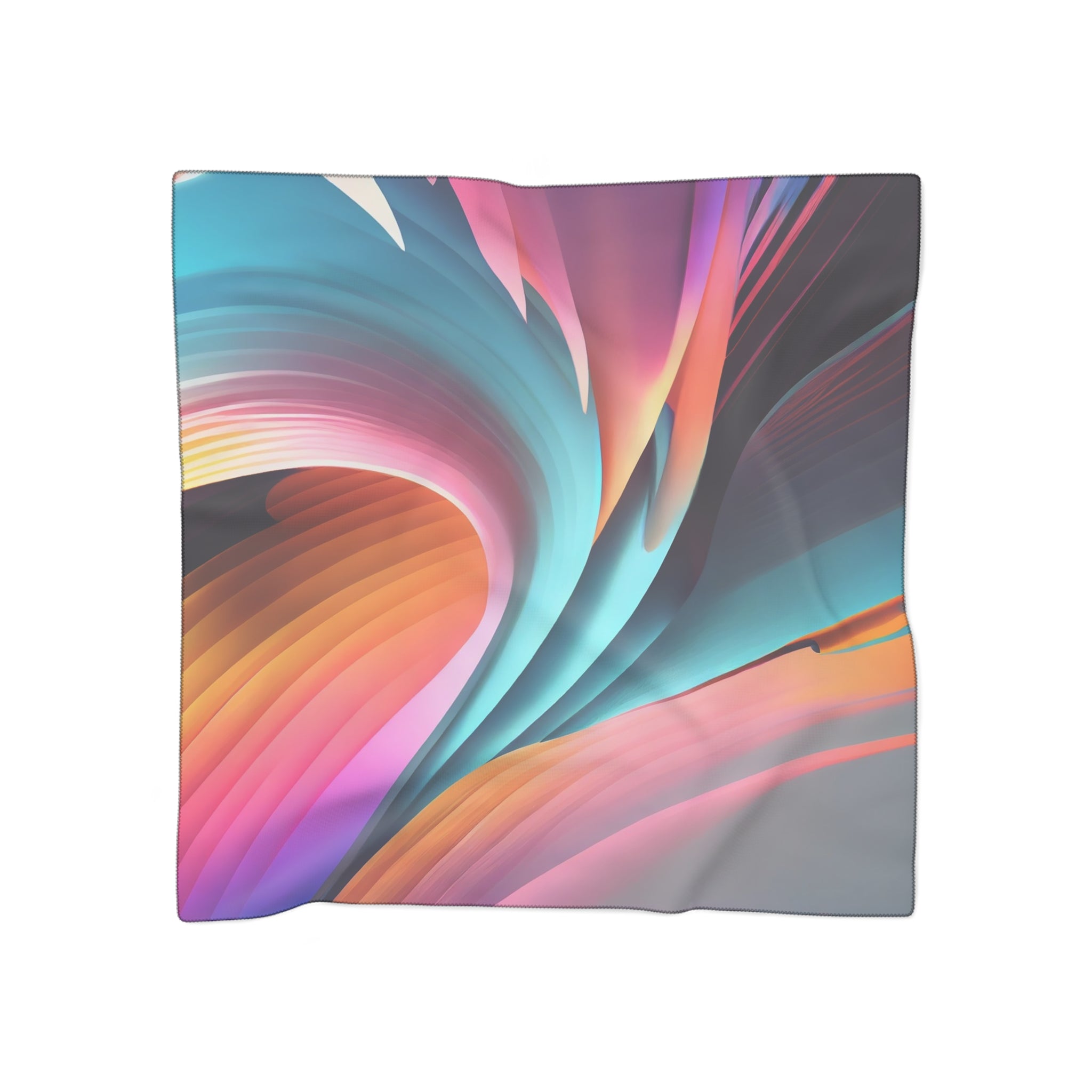 Abstract Pastel Wave Poly Scarf — Lightweight Silk-Look Fashion Scarf