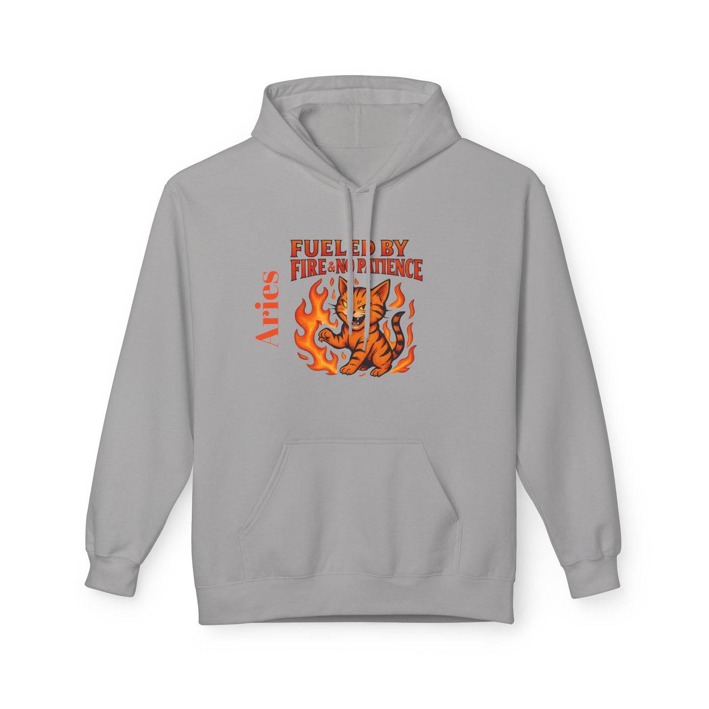 Aries Cat Fire Vibe Hoodie, Astrology Sweatshirt, Custom Zodiac Gift, Unisex Pullover, Birthday Celebration, Astrology Lover Hoodie