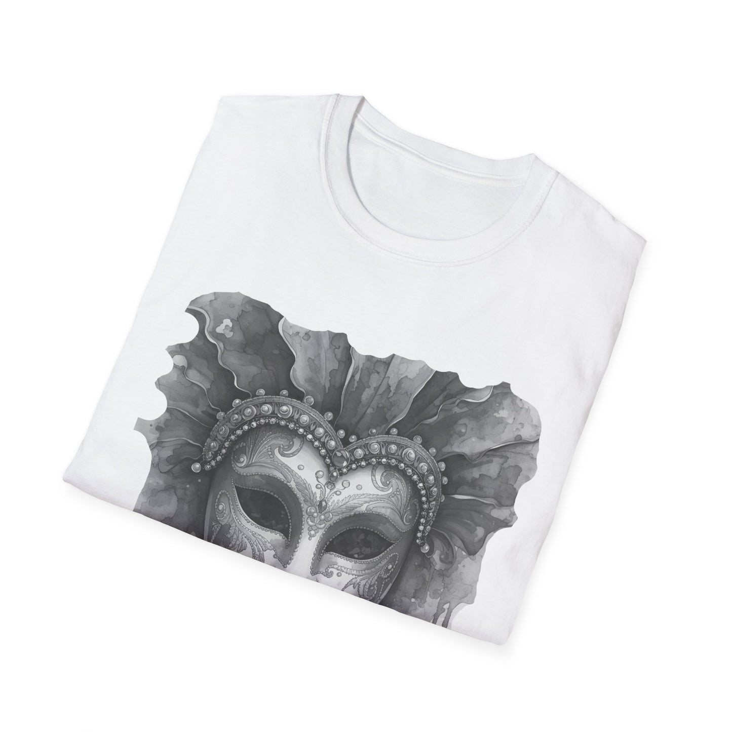 Masquerade Face T-Shirt — "Work in Progress" Watercolor Mask Tee