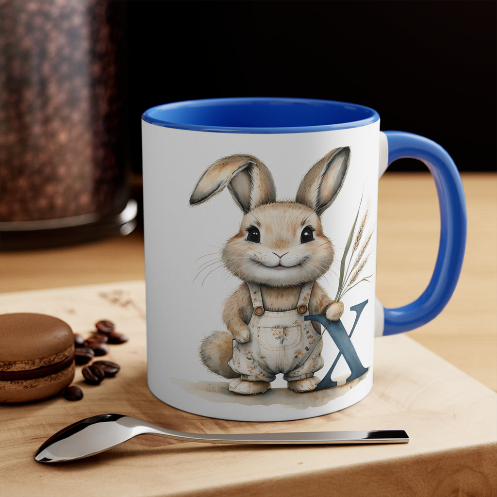 Whimsical Letter X Bunny Mugs, Cute Rabbit Coffee Cup, Seasonal Gift for Kids, Spring Decor, Animal Lover Mug, Unique Easter Gift