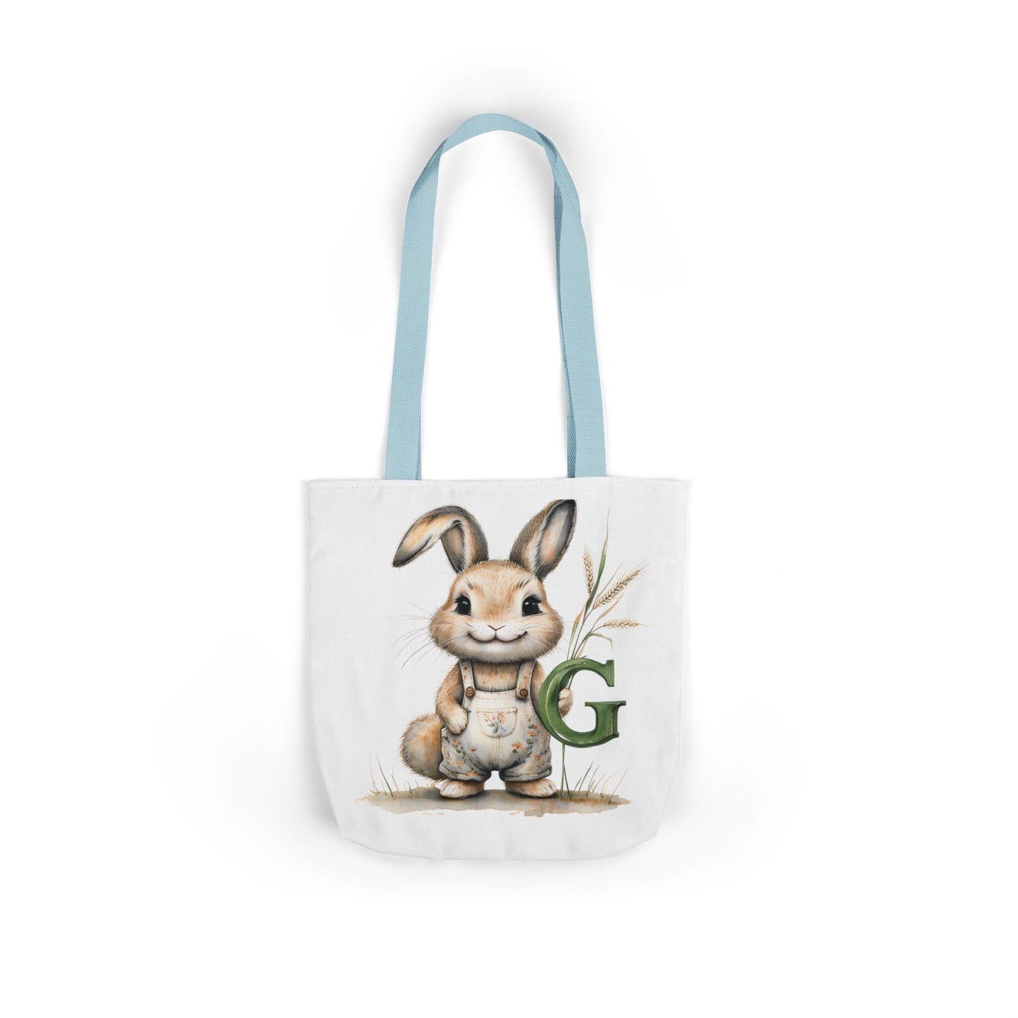 Adorable Letter G Bunny Canvas Tote Bag, Cute Spring Bag, Easter Gift, Eco-Friendly Storage Bag, Picnic Tote, Everyday Use