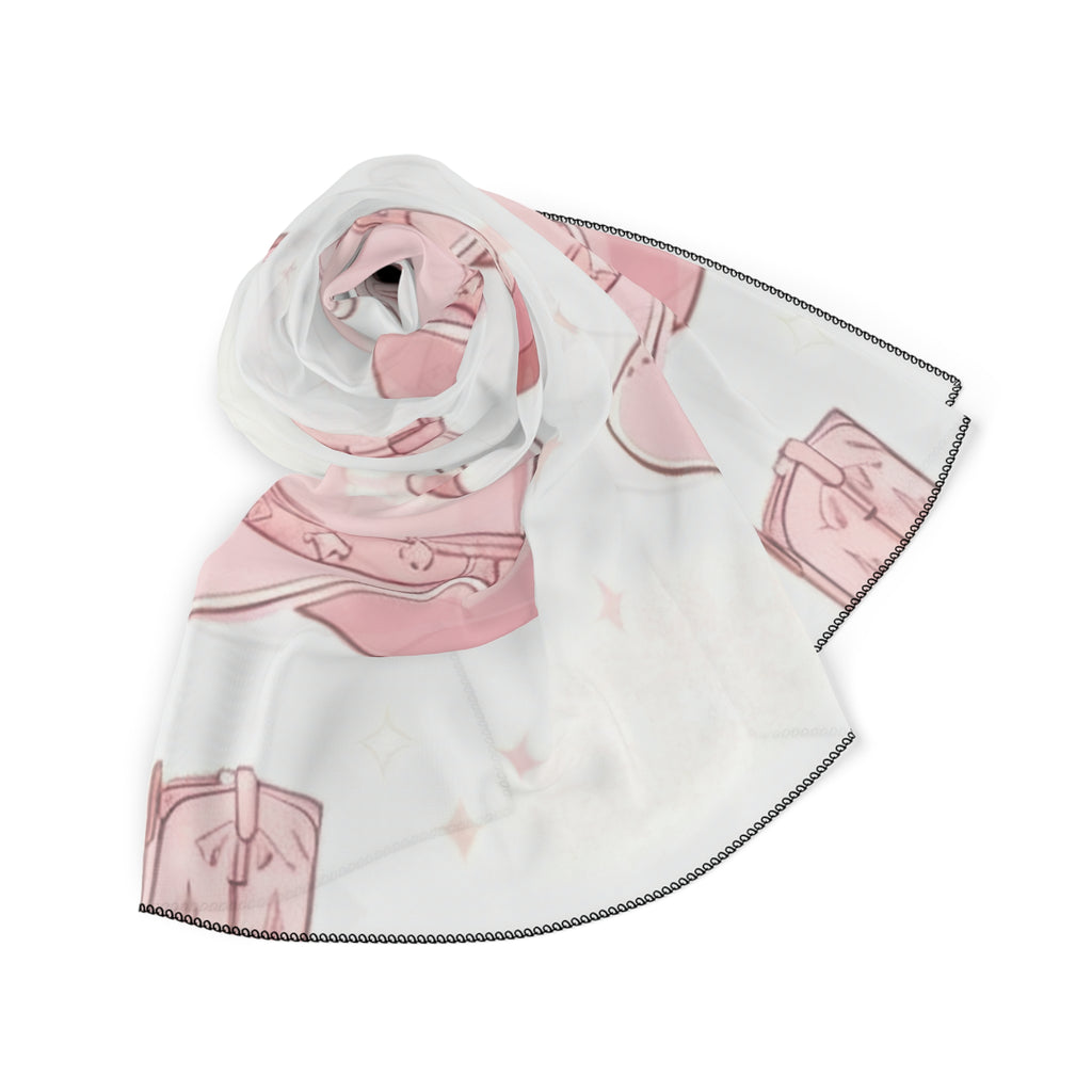 Delicate Cowboy Hats & Boots Silk-Look Scarf — Western Print Poly Scarf