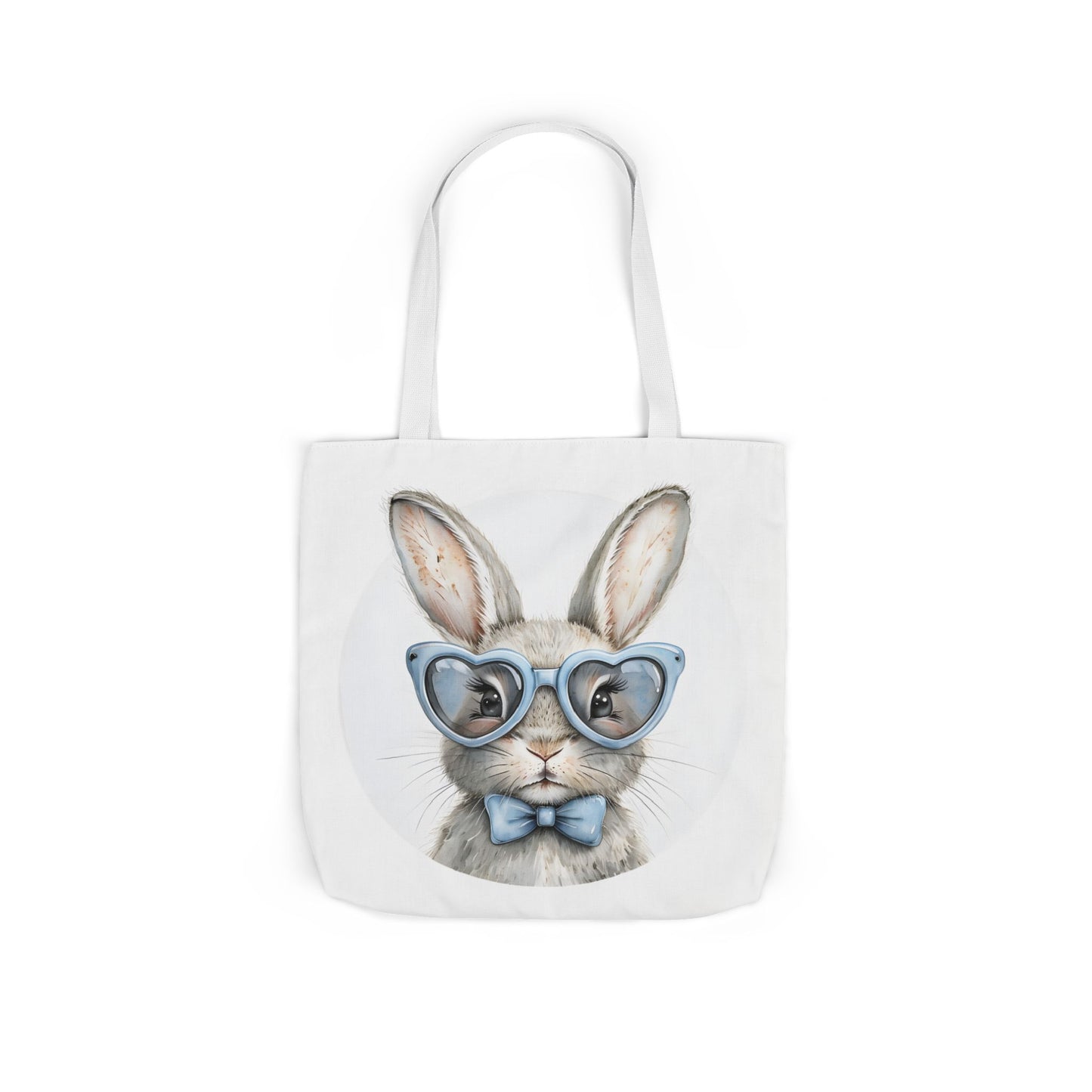 Cute Double Sided Bunny Canvas Tote Bag, Eco-Friendly Shopping Bag, Easter Gift, Spring Style Tote, Bunny Lover's Tote, 3-Color Straps