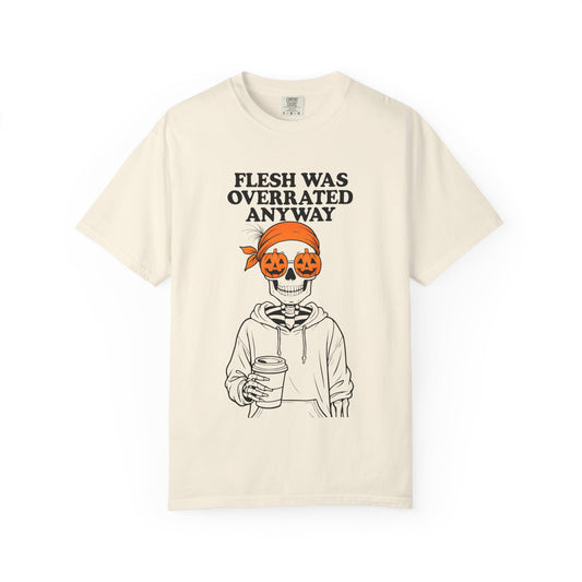 Halloween Graphic Tee, Unisex Garment-Dyed T-shirt with Skeleton Design, Funny Halloween Shirt, Casual Wear, Gift for Halloween Lovers