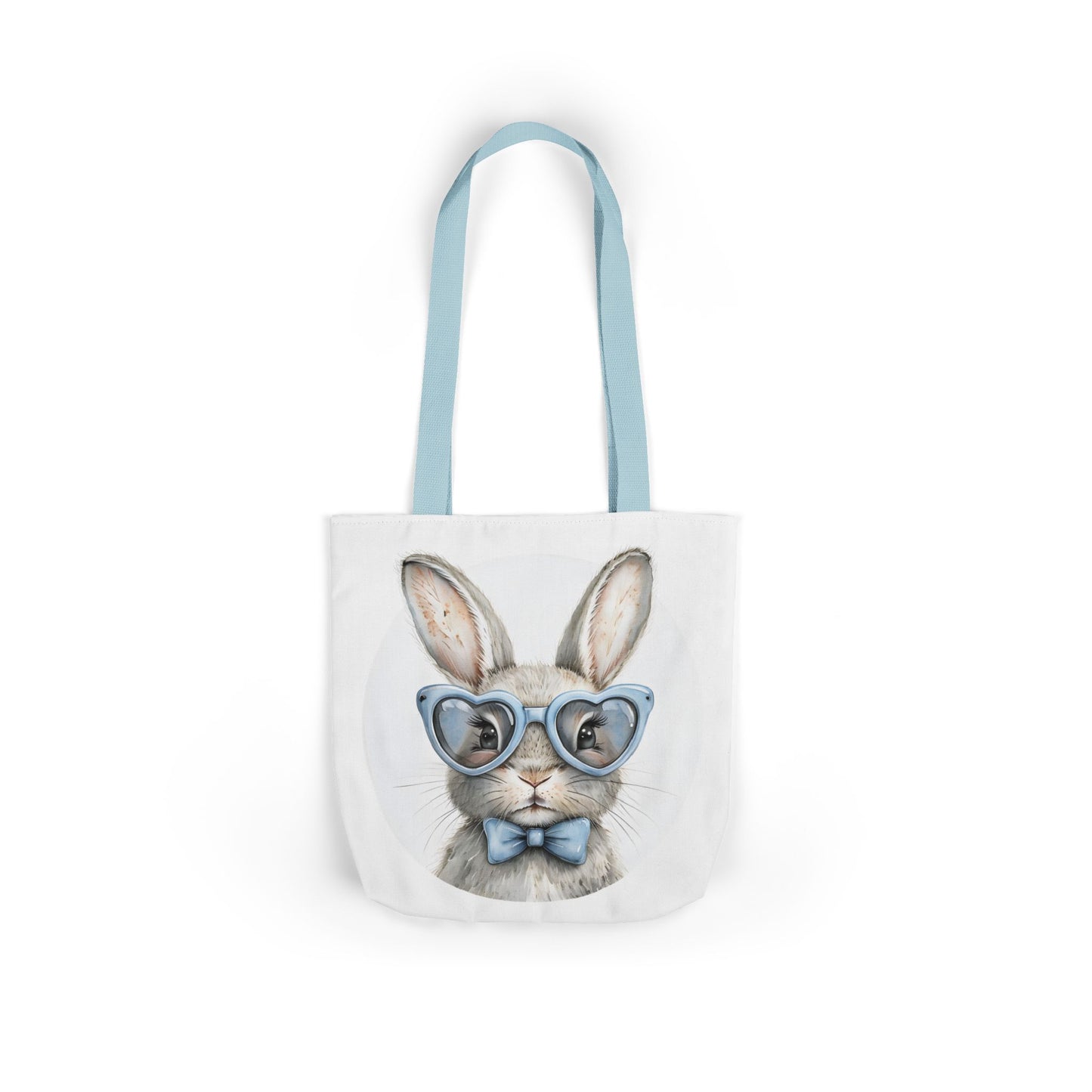 Cute Double Sided Bunny Canvas Tote Bag, Eco-Friendly Shopping Bag, Easter Gift, Spring Style Tote, Bunny Lover's Tote, 3-Color Straps