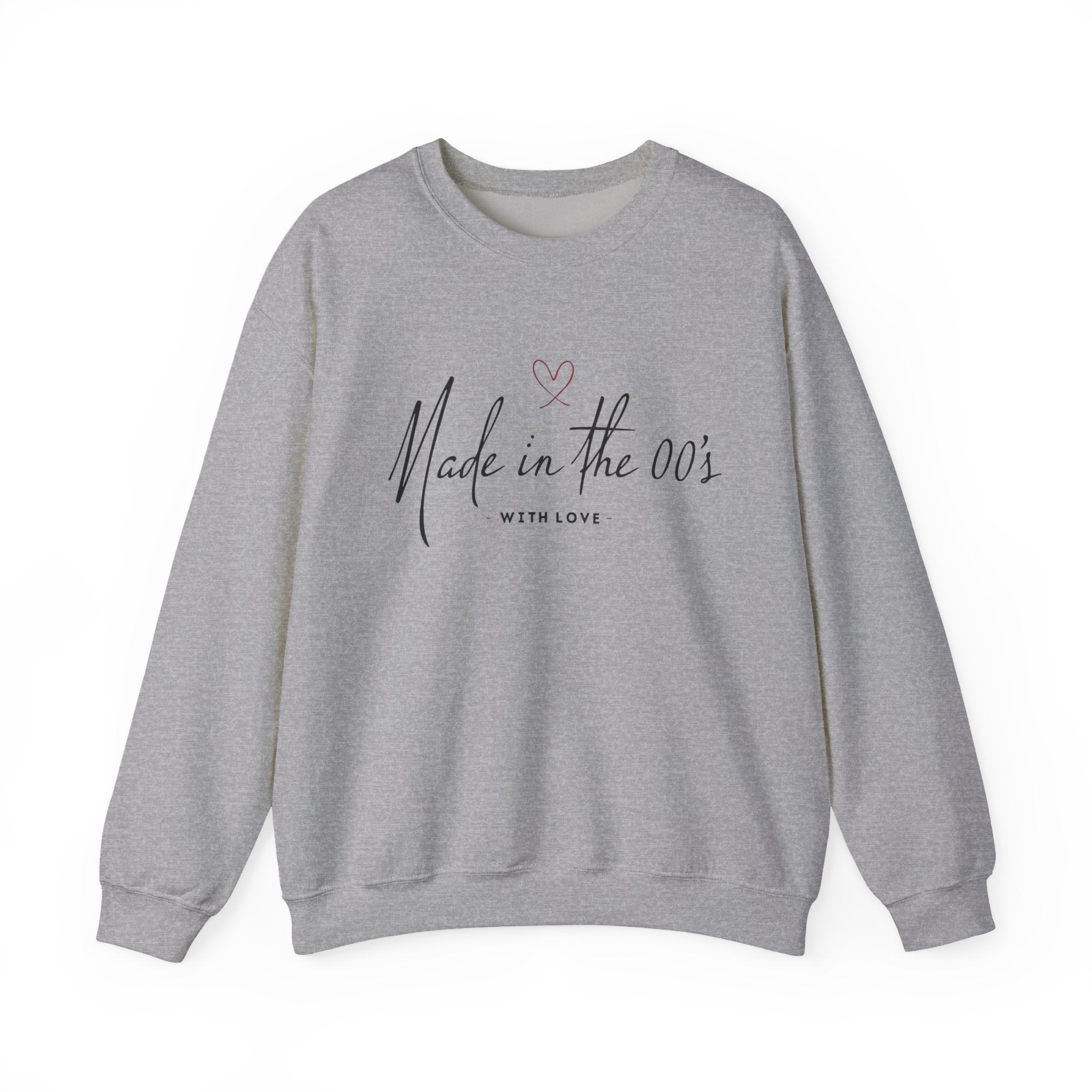 Sport grey unisex crewneck sweatshirt, long sleeves, pullover with front logo graphic.