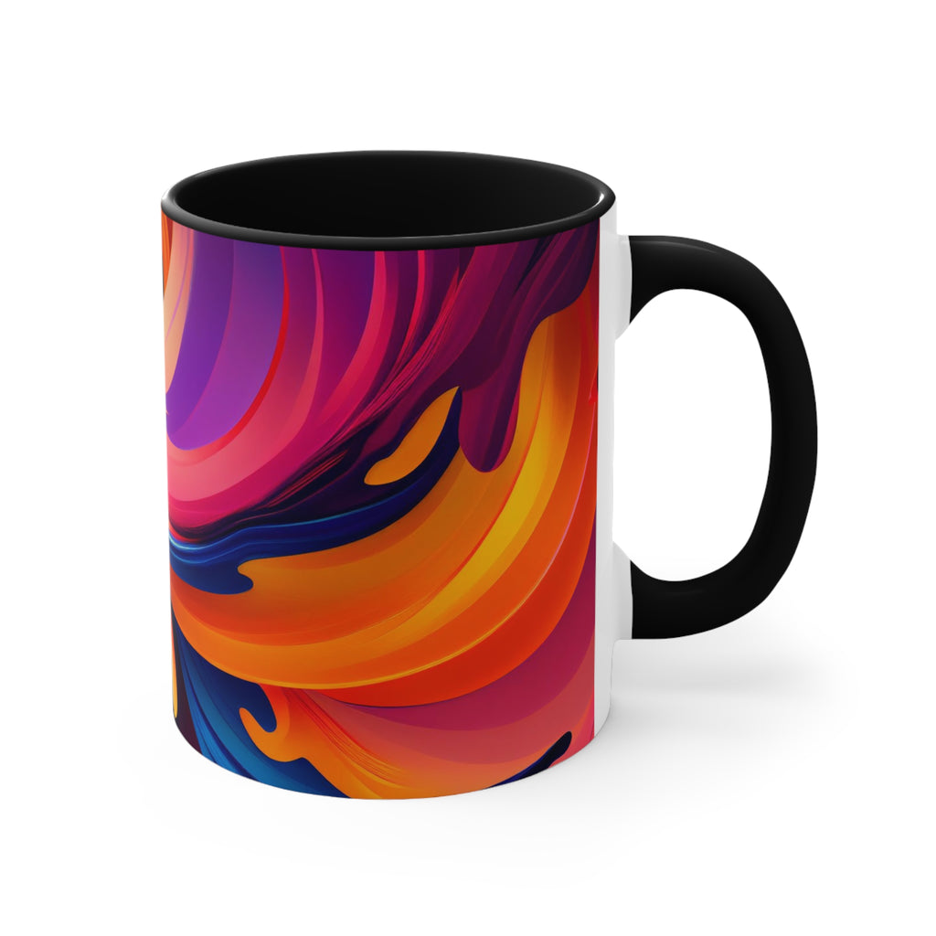 Colorful Wavy Accent Mug — 11oz Bright Ceramic Coffee Cup