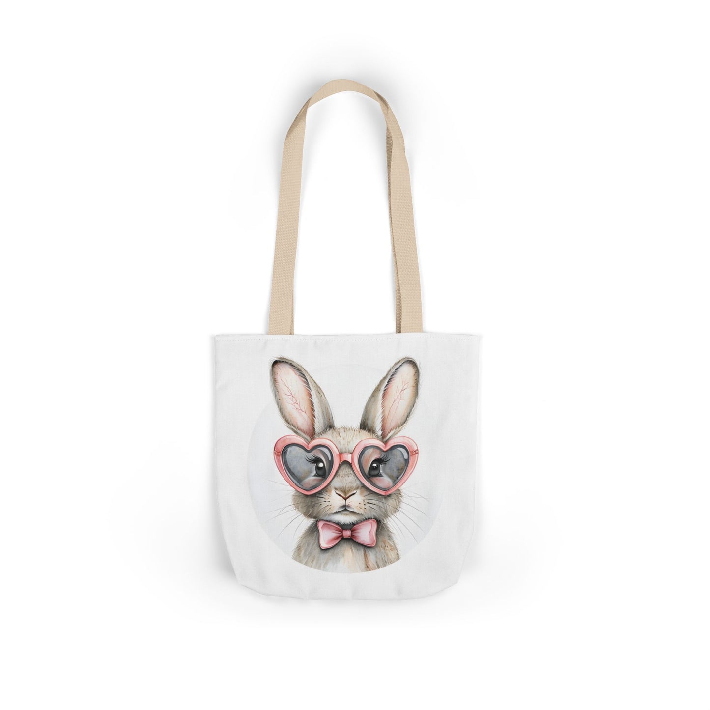 Cute Double Sided Bunny Canvas Tote Bag, Eco-Friendly Shopping Bag, Easter Gift, Spring Style Tote, Bunny Lover's Tote 3-Color Straps