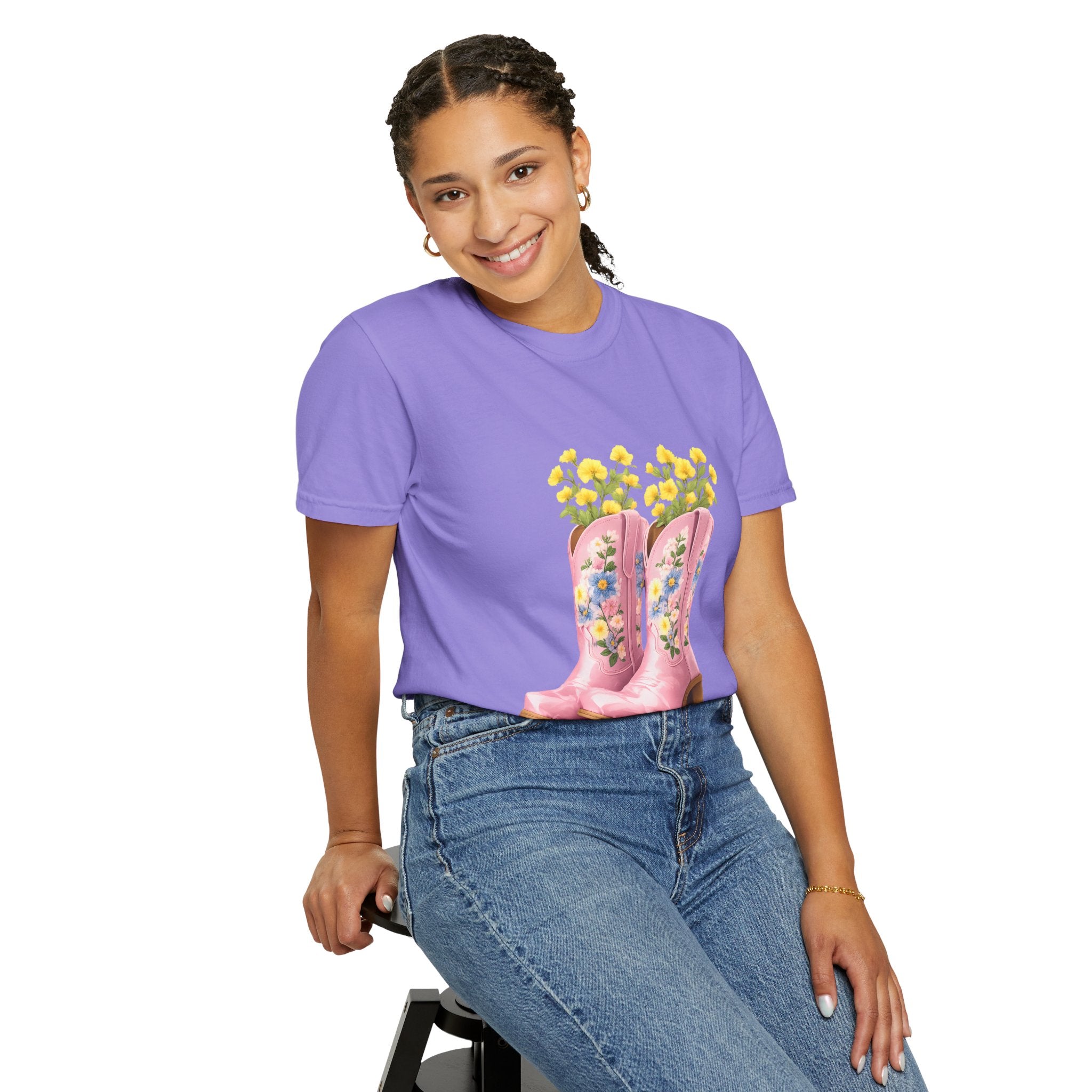 Walk A Mile Smiling T-Shirt – Cowboy Boot Graphic Tee