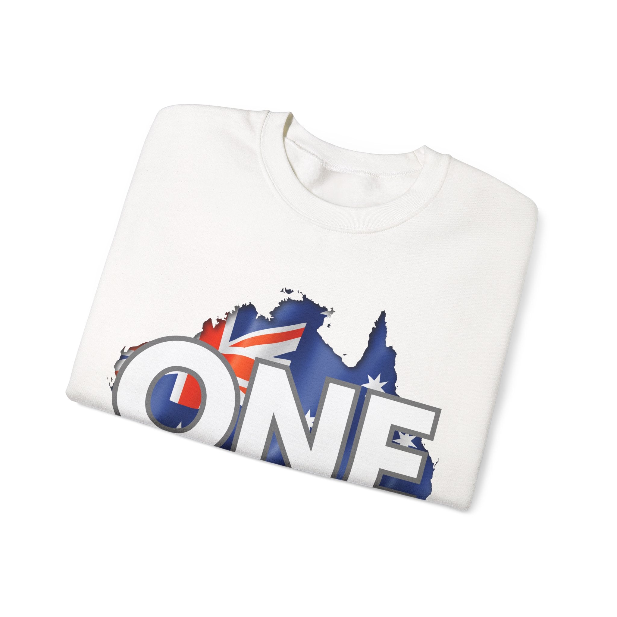 Australia ONE Flag Crewneck Unity Sweatshirt – Patriotic Aussie Map Design