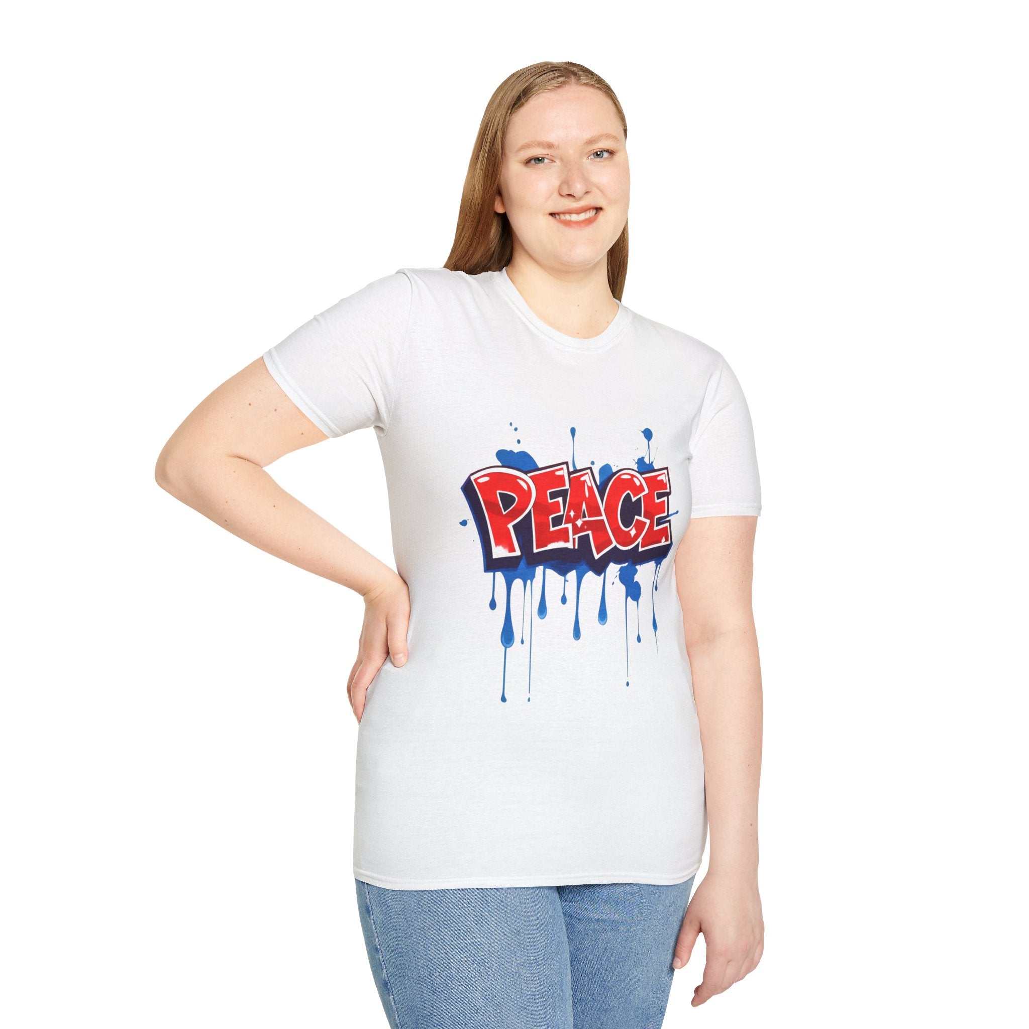 Red Peace Graffiti T-Shirt Ladies — Paint Drip Streetwear Tee
