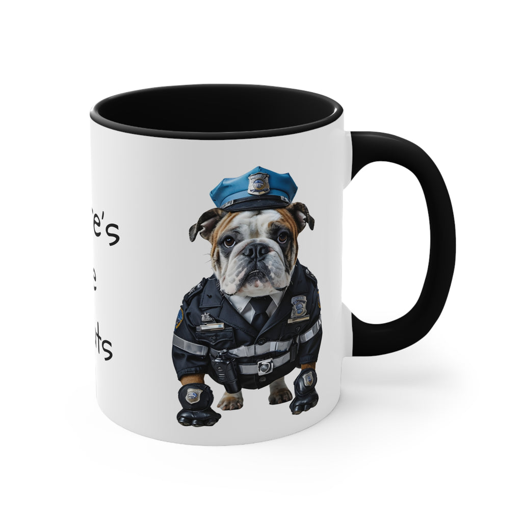 Bulldog in Police Uniform Accent Mug Wheres the Donuts Fun Dog Lover and Police Fan Gift