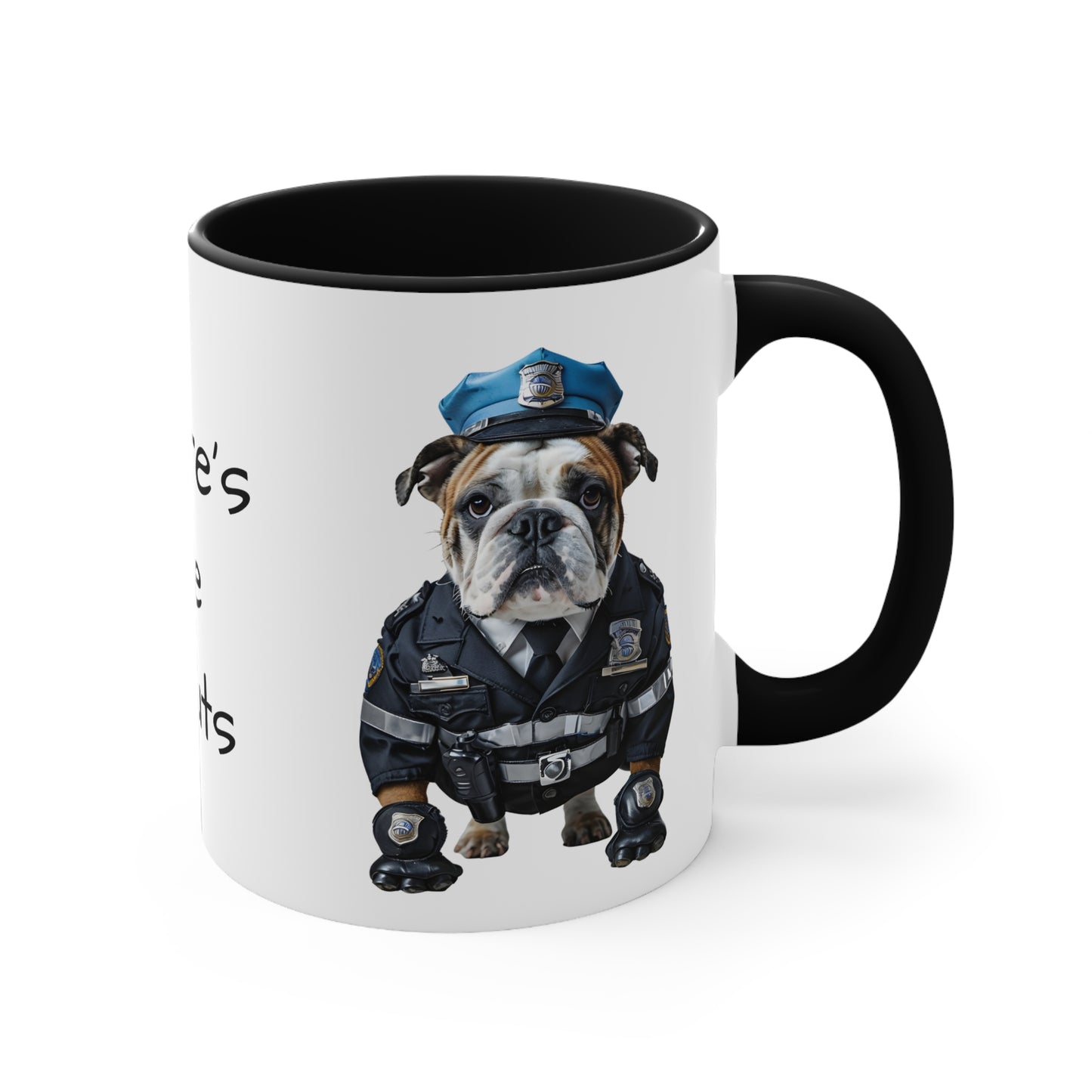 Bulldog in Police Uniform Accent Mug Wheres the Donuts Fun Dog Lover and Police Fan Gift