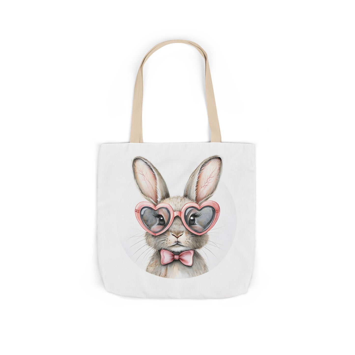 Cute Double Sided Bunny Canvas Tote Bag, Eco-Friendly Shopping Bag, Easter Gift, Spring Style Tote, Bunny Lover's Tote 3-Color Straps