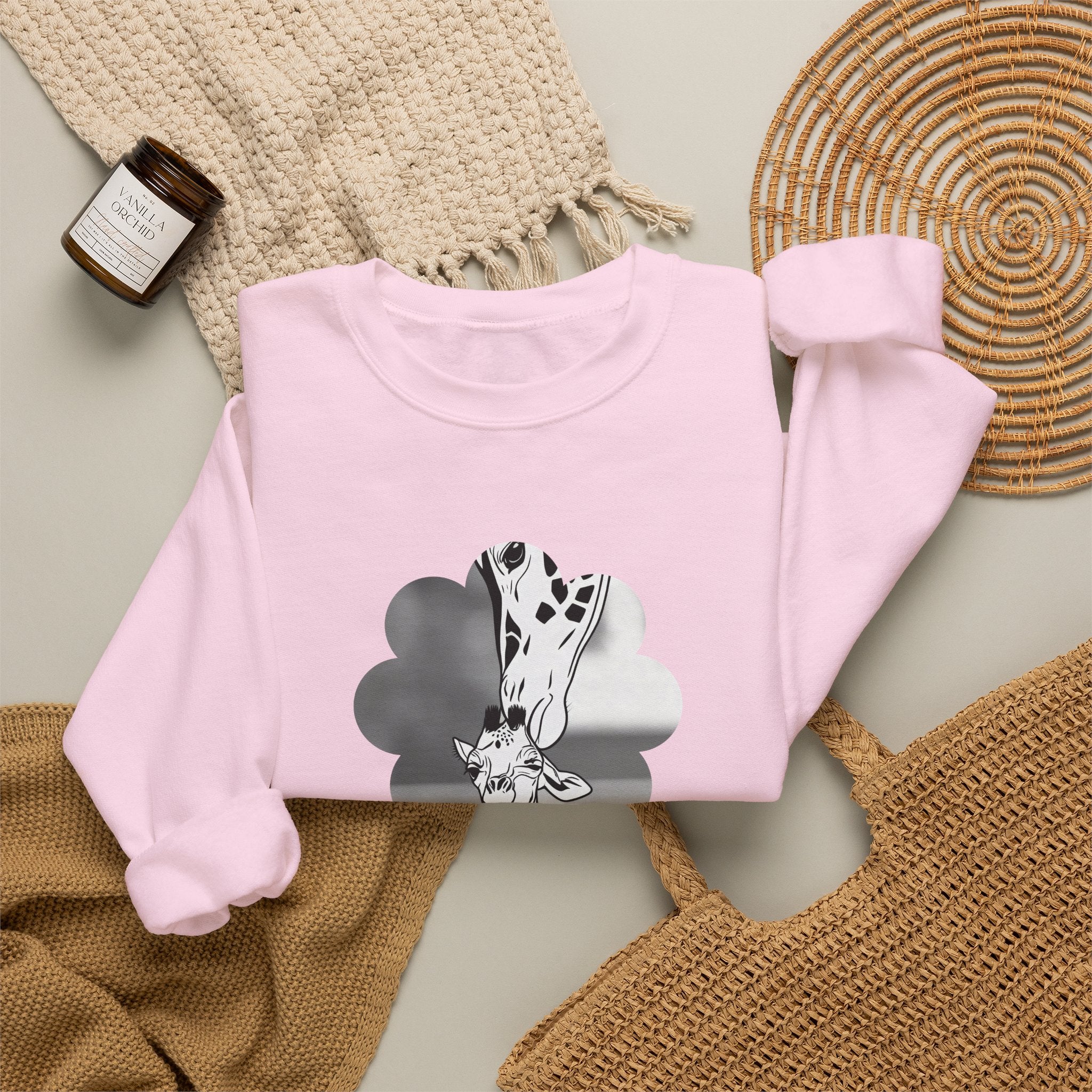 Crewneck Sweatshirt — Cute as a Button Giraffe Graphic