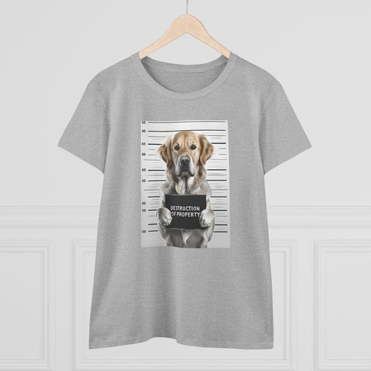 Playful Dog Mugshot Tee for Animal Lovers, Funny Shirt, Gift for Dog Moms, Pet Lovers Apparel, Cute Cotton Tee