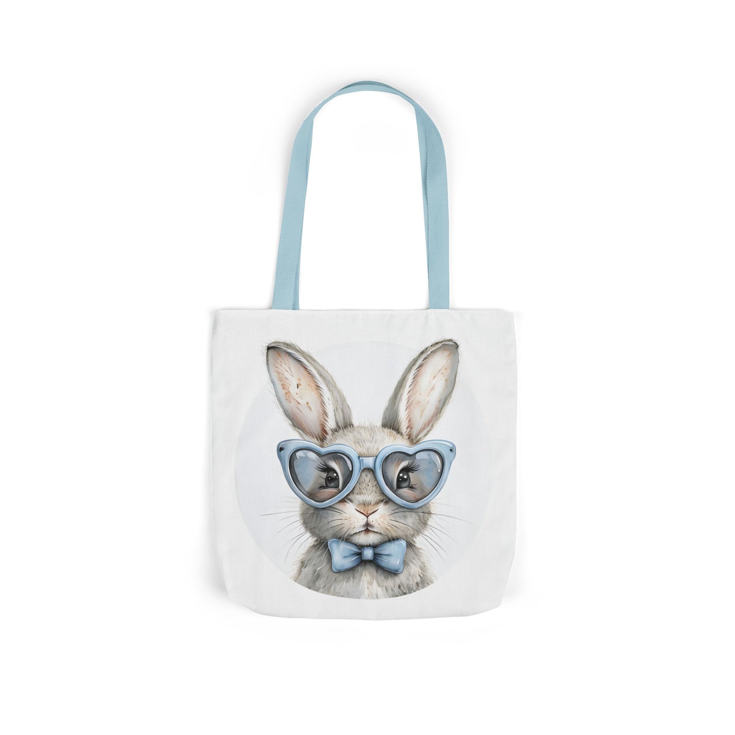 Cute Double Sided Bunny Canvas Tote Bag, Eco-Friendly Shopping Bag, Easter Gift, Spring Style Tote, Bunny Lover's Tote, 3-Color Straps