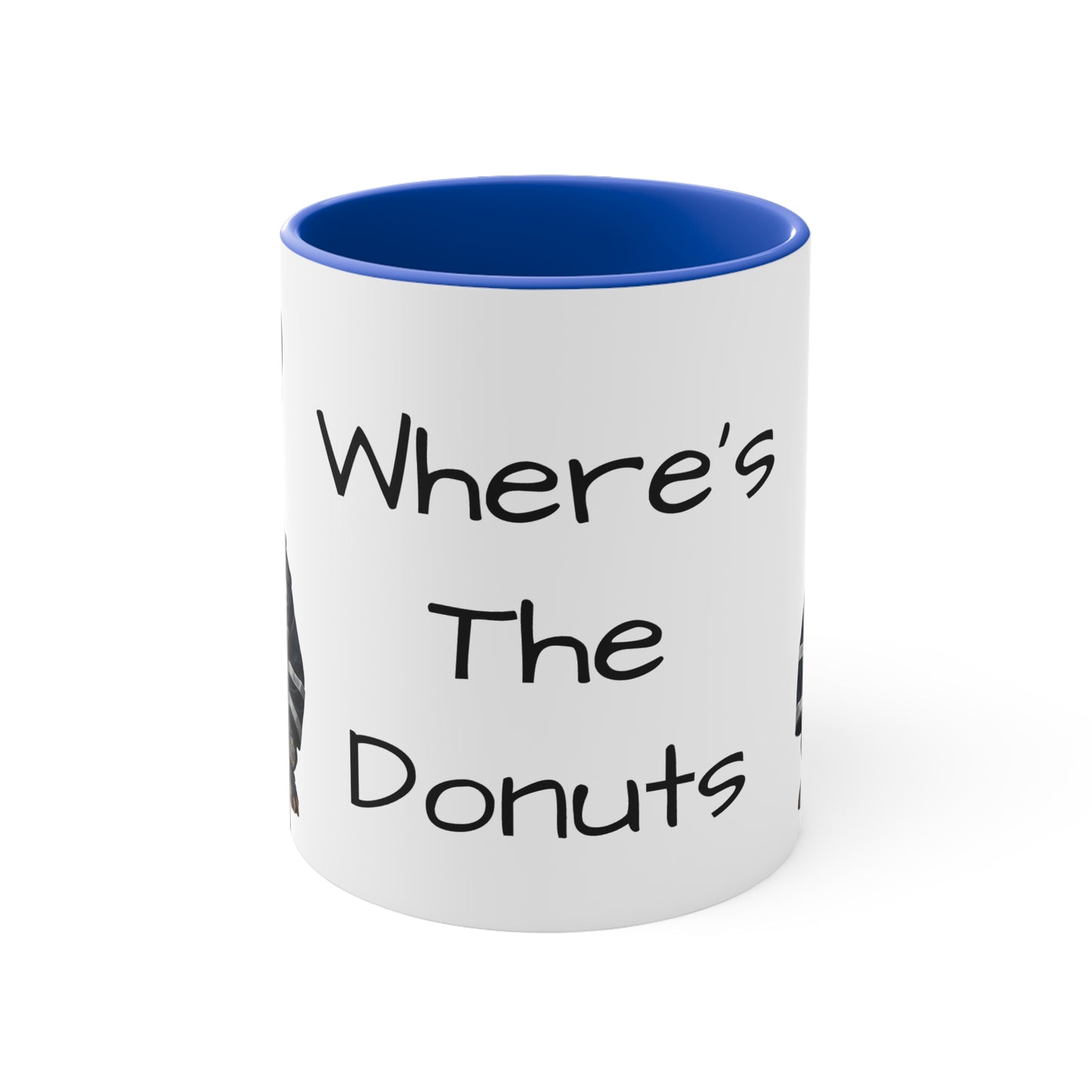 Staffordshire Terrier in Police Uniform Accent Mug Wheres the Donuts Fun Dog Lover and Police Fan Gift