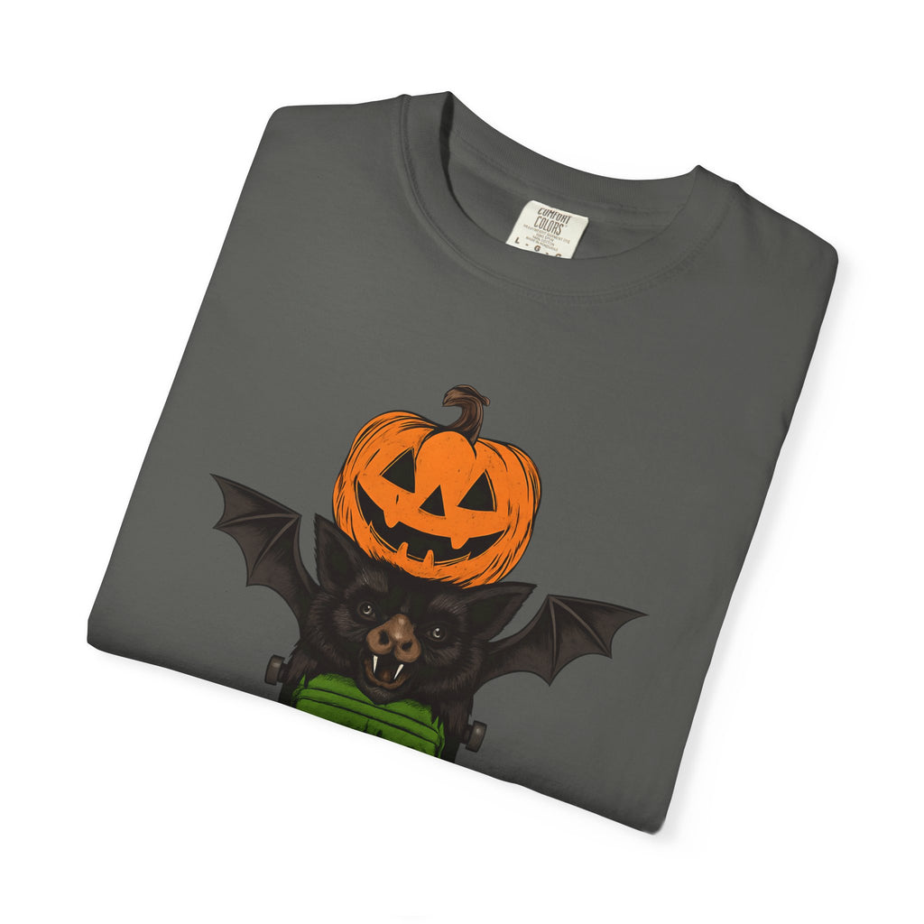 Halloween Stack Graphic T-Shirt — Pumpkin, Bat, Frankenstein & Ghost Design