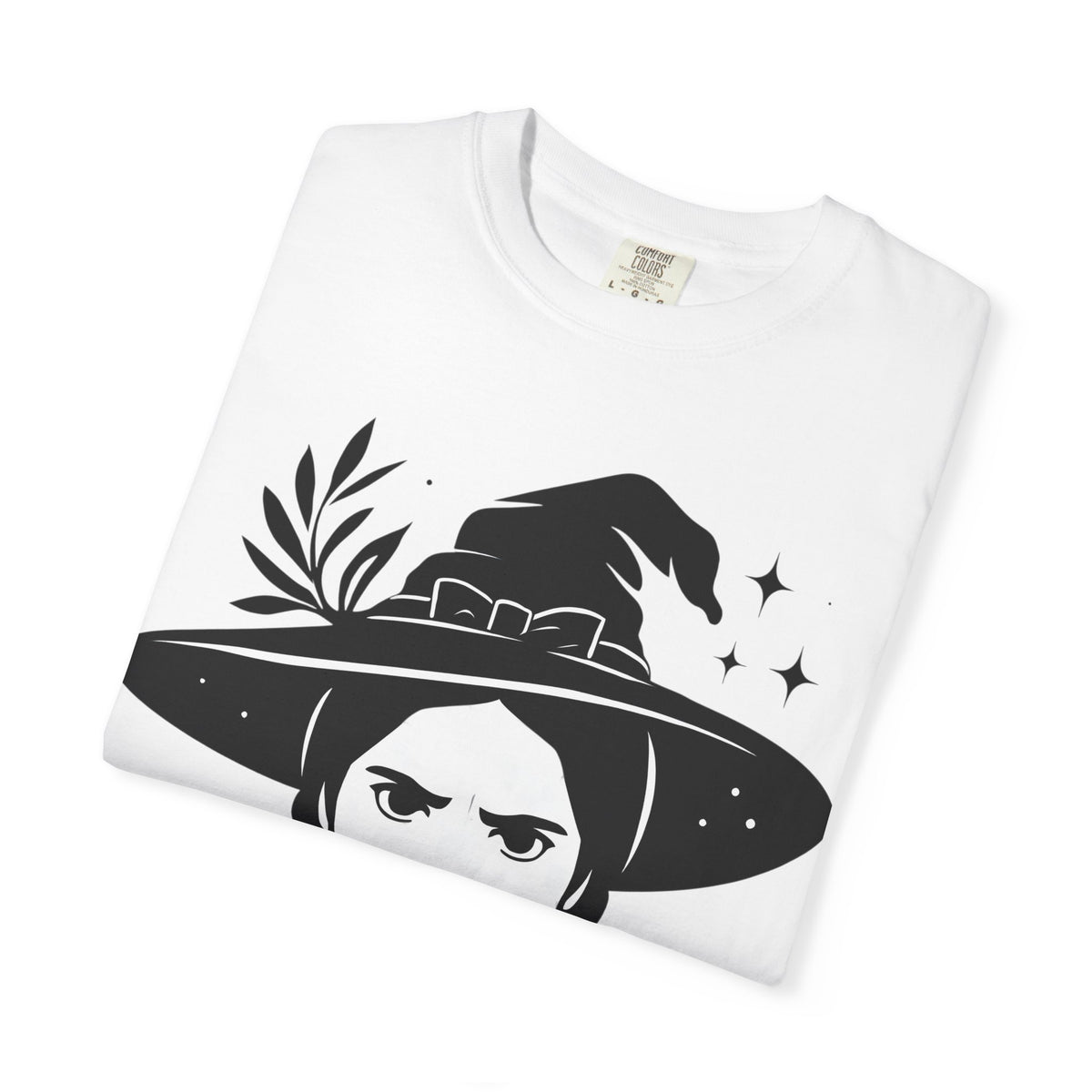 Witchy Girl Graphic White T-Shirt — Retro Witch Hat Design