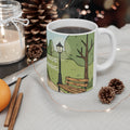 Coffee Mug — "Less Chaos, More Magic" Scenic Park Illustration (11oz)