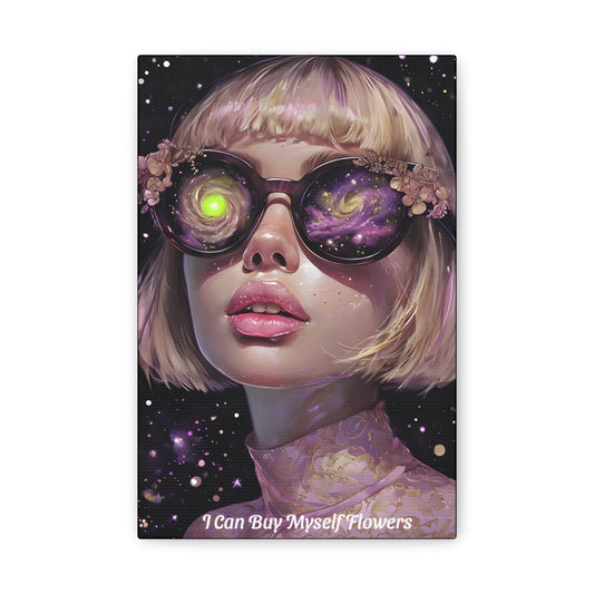 Canvas Wall Art, Surreal Illustration Cyrus Sunglasses Flowers Colourful Canvas Print, Home Decor, Gift Idea, Modern Artwork, Room Decor