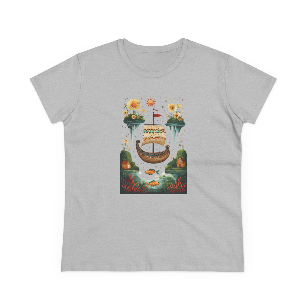 Dreamy Landscape Women's Cotton Tee, Casual Chic Top, Perfect for Daydreamers, Gifts for Her, Summer Style, Unique Art Tee