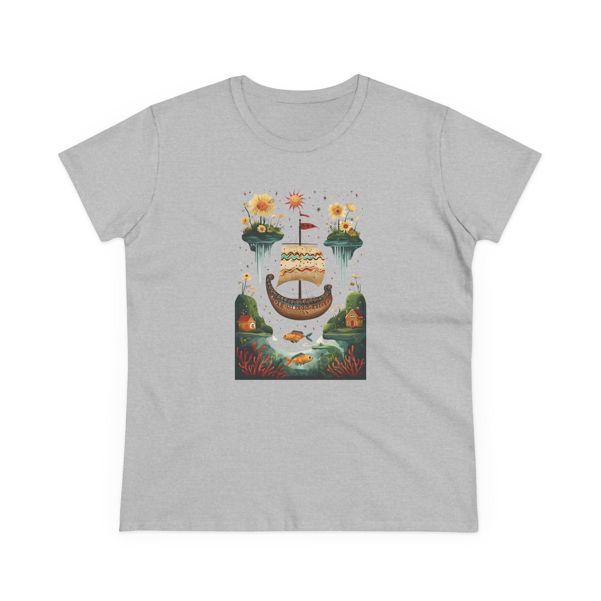 Dreamy Landscape Women's Cotton Tee, Casual Chic Top, Perfect for Daydreamers, Gifts for Her, Summer Style, Unique Art Tee