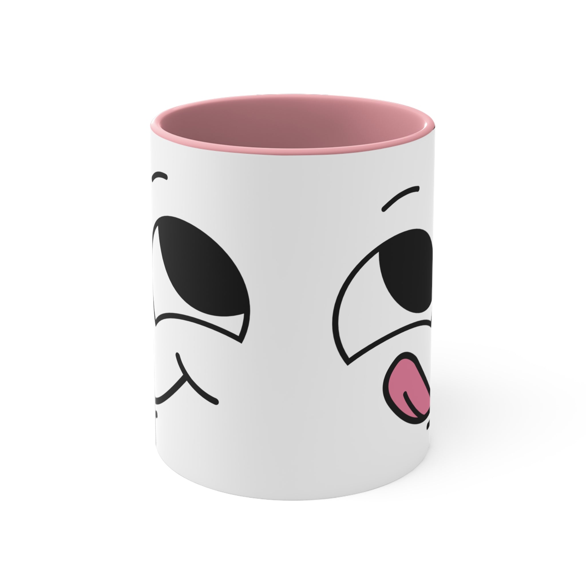 Quirky PINK Tongue Face Outline Accent Mug 11oz