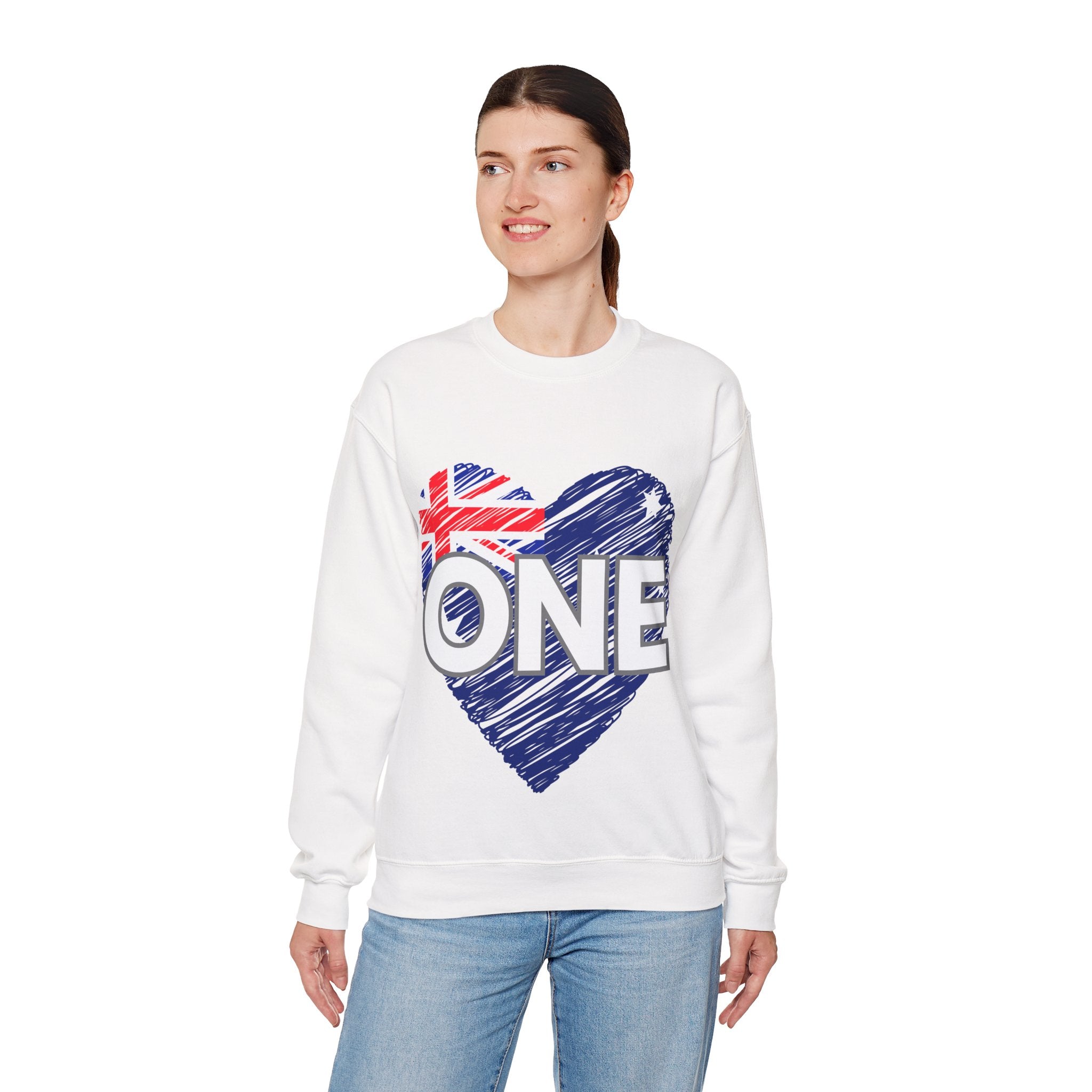 Australia ONE Heart Crewneck Unity Sweatshirt – Patriotic Aussie Design