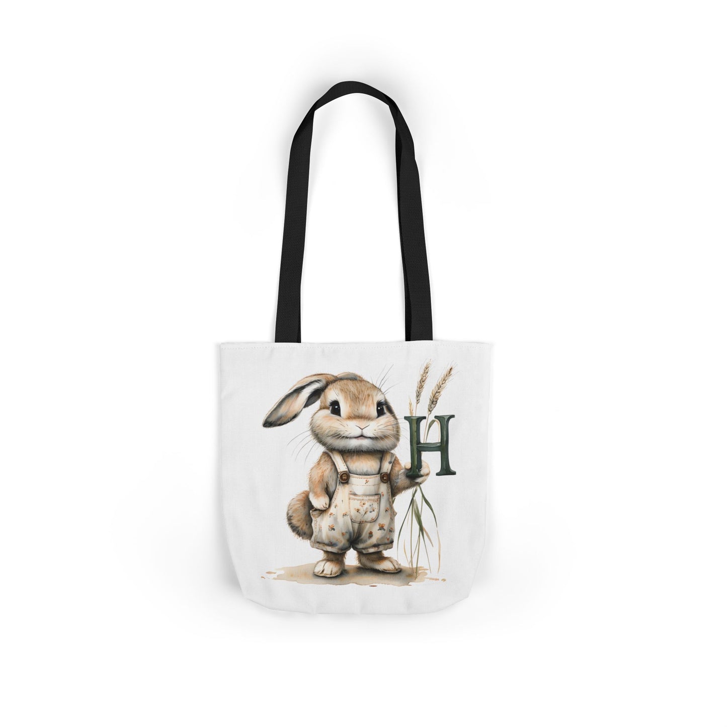 Cute Letter H Bunny Canvas Tote Bag, Ideal for Spring, Easter, Gardening, Eco-Friendly Shopping, Gift for Animal Lovers, Reusable Bag