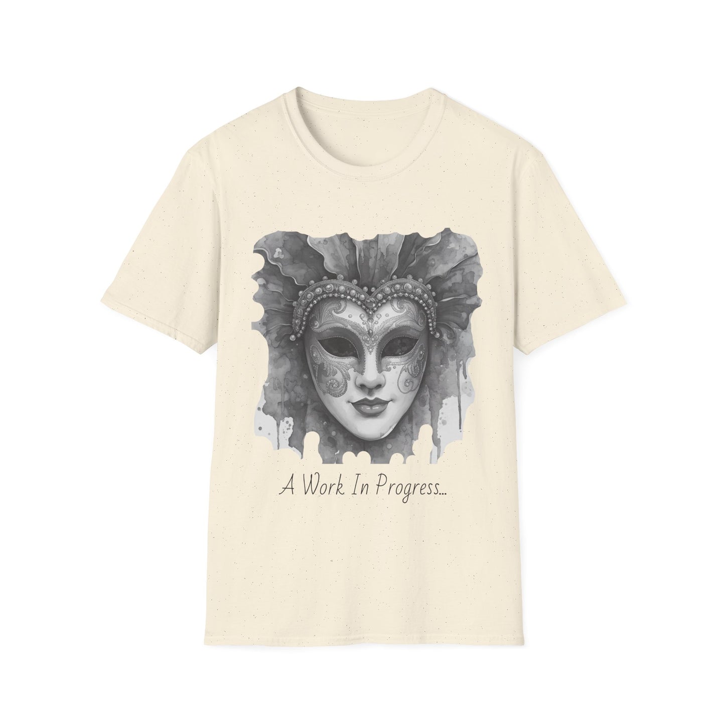 Masquerade Face T-Shirt — "Work in Progress" Watercolor Mask Tee